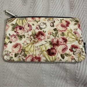 Loungefly Disney Belle cosmetic pouch/pencil case, 8"x4.5", striped‎ interior